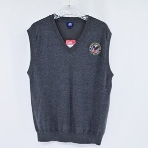 NWT Department of Veterans Affairs Embroidered V-Neck Vest Military Gray Large